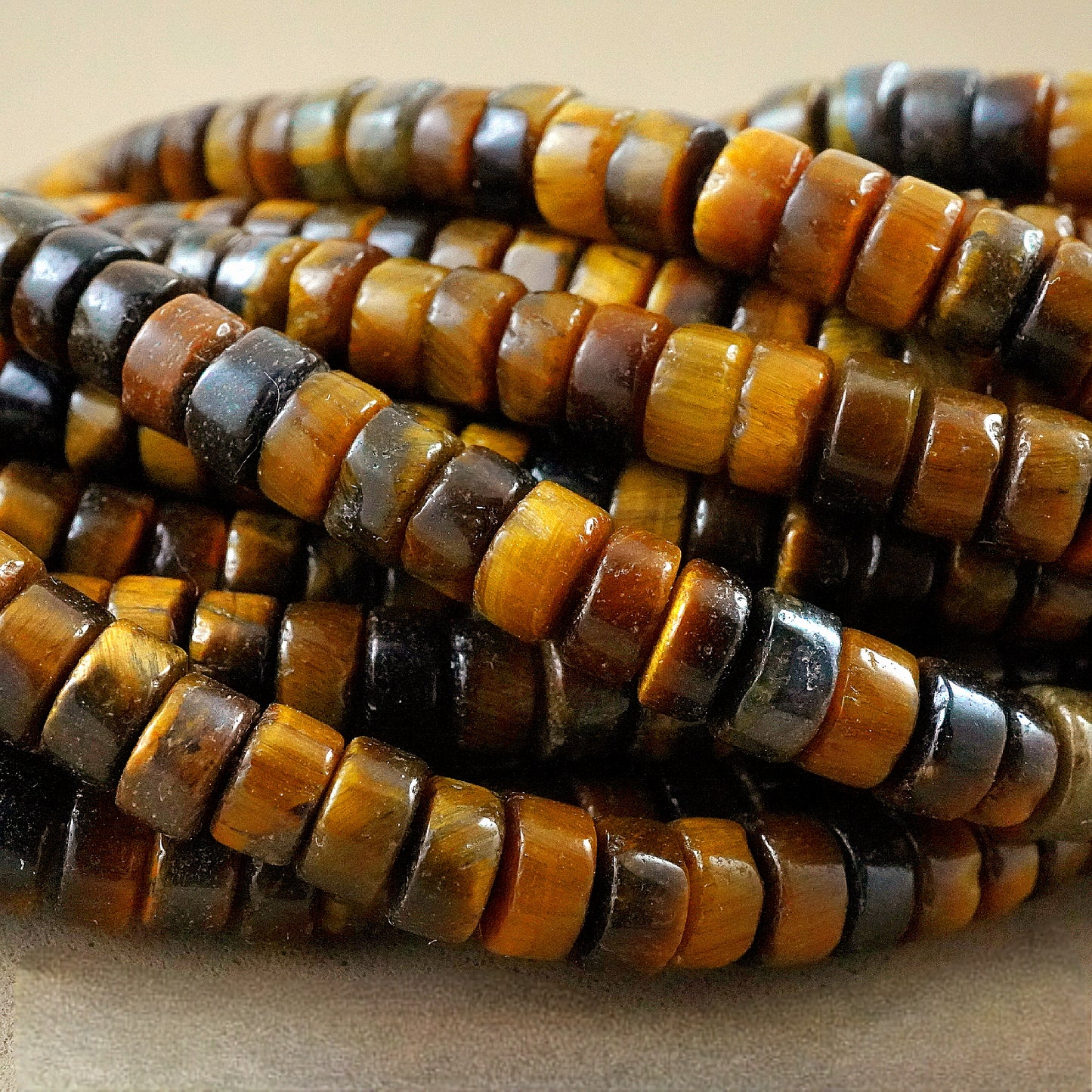 Tiger Eye (Heishe)(Smooth)(4mm)(15"Strand)