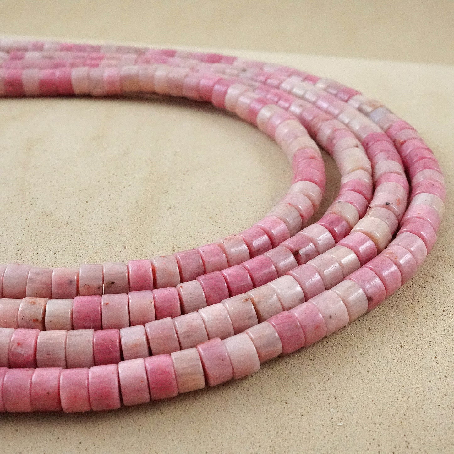 Thulite (Heishe)(Smooth)(4mm)(15"Strand)