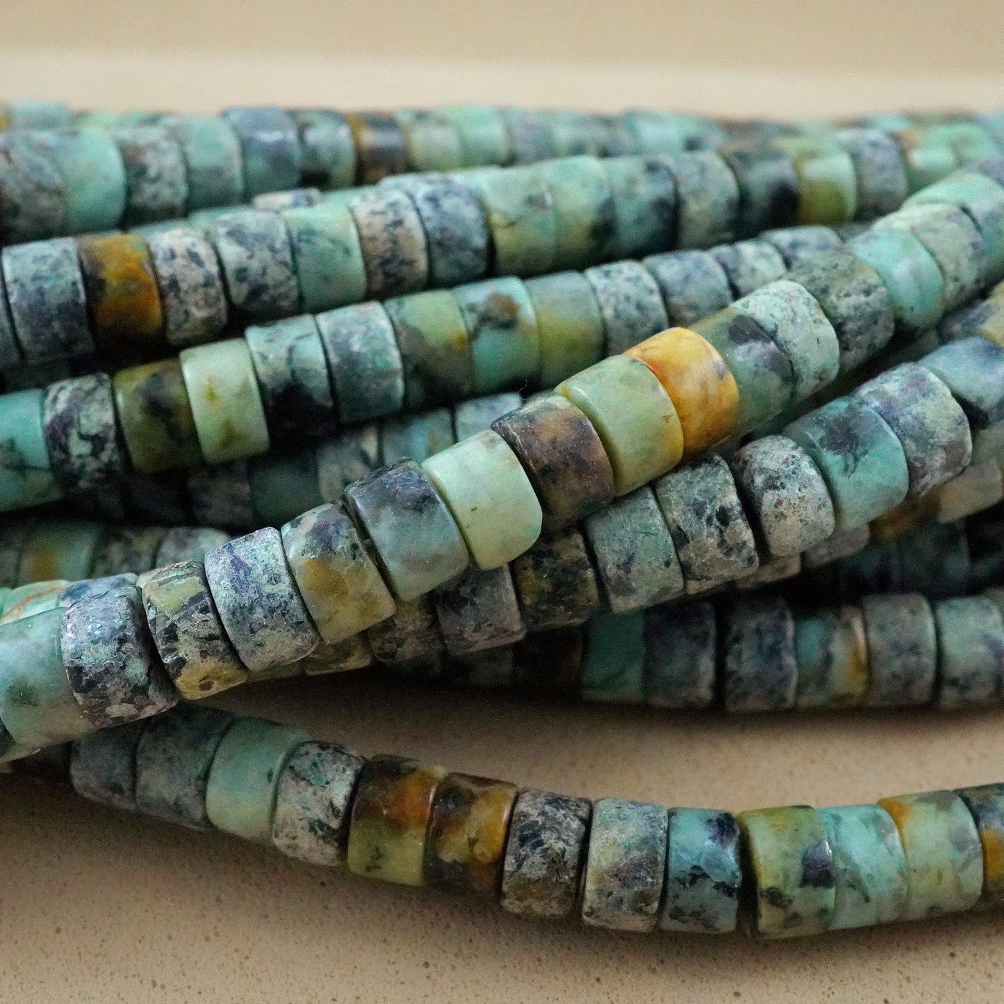 African Turquoise (Heishe)(Smooth)(4mm)(15"Strand)