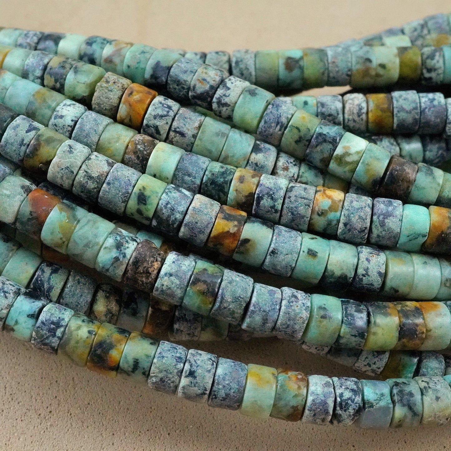 African Turquoise (Heishe)(Smooth)(4mm)(15"Strand)