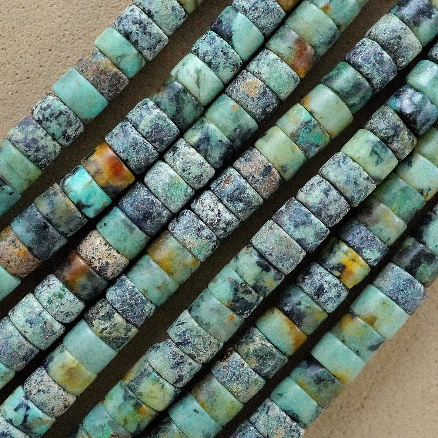 African Turquoise (Heishe)(Smooth)(4mm)(15"Strand)