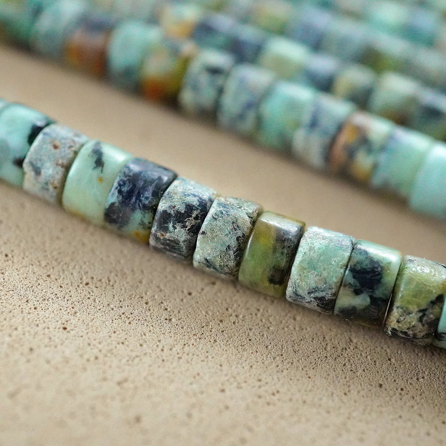 African Turquoise (Heishe)(Smooth)(4mm)(15"Strand)