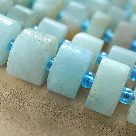 Aquamarine (Heishe)(Matte)(10mm)(16"Strand)