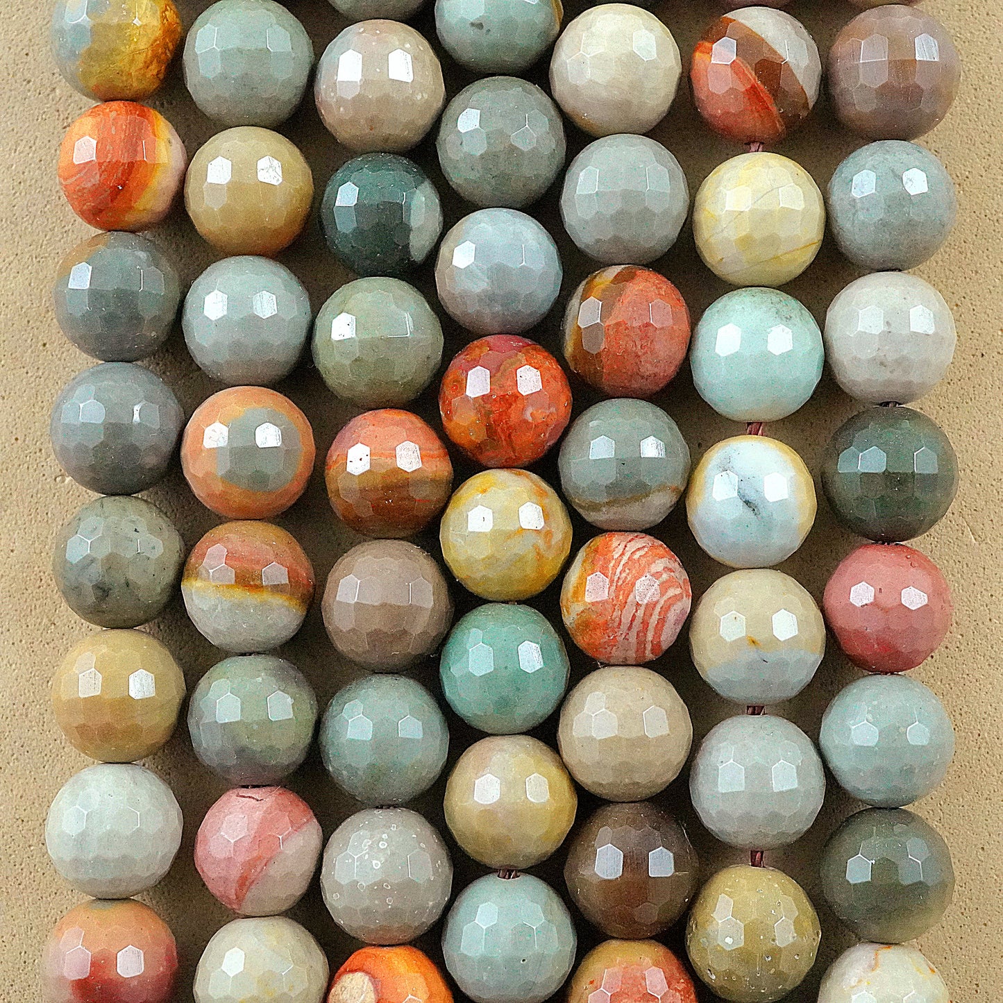 Polychrome Jasper (Round)(Faceted)(6mm)(8mm)(10mm)(16"Strand)