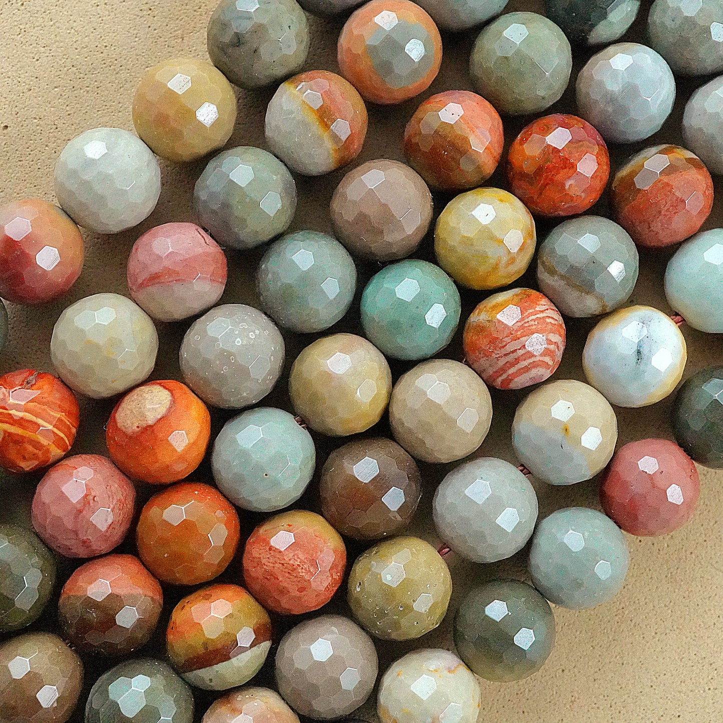 Polychrome Jasper (Round)(Faceted)(6mm)(8mm)(10mm)(16"Strand)