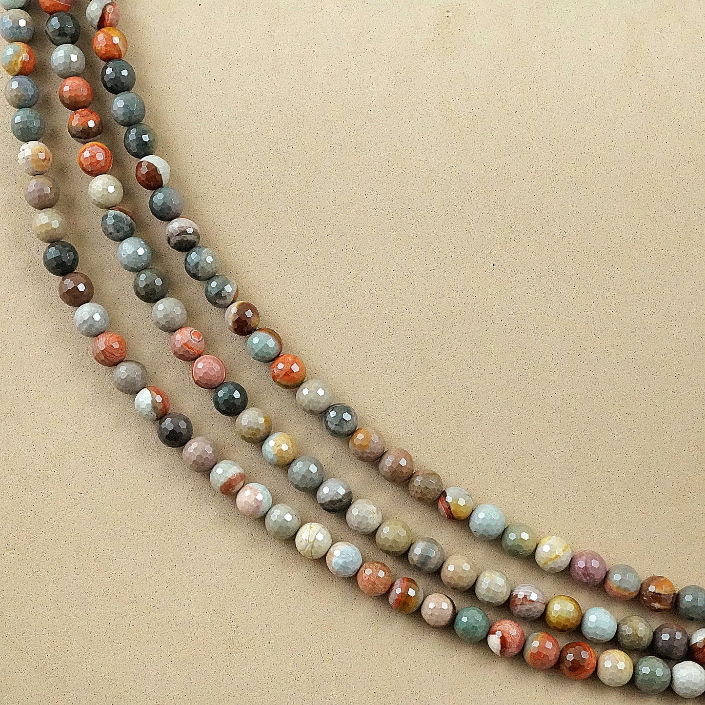 Polychrome Jasper (Round)(Faceted)(6mm)(8mm)(10mm)(16"Strand)