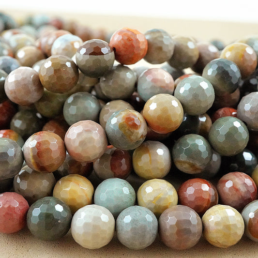 Polychrome Jasper (Round)(Faceted)(6mm)(8mm)(10mm)(16"Strand)