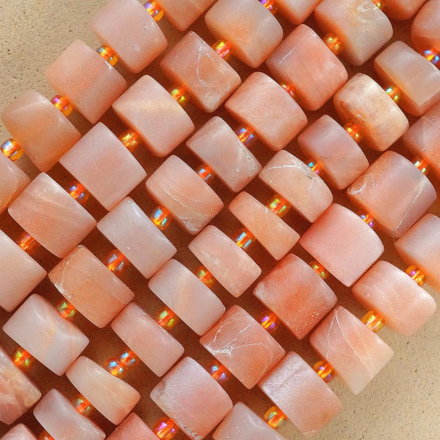 Peach Moonstone (Heishe)(Matte)(10mm)(12mm)(16"Strand)