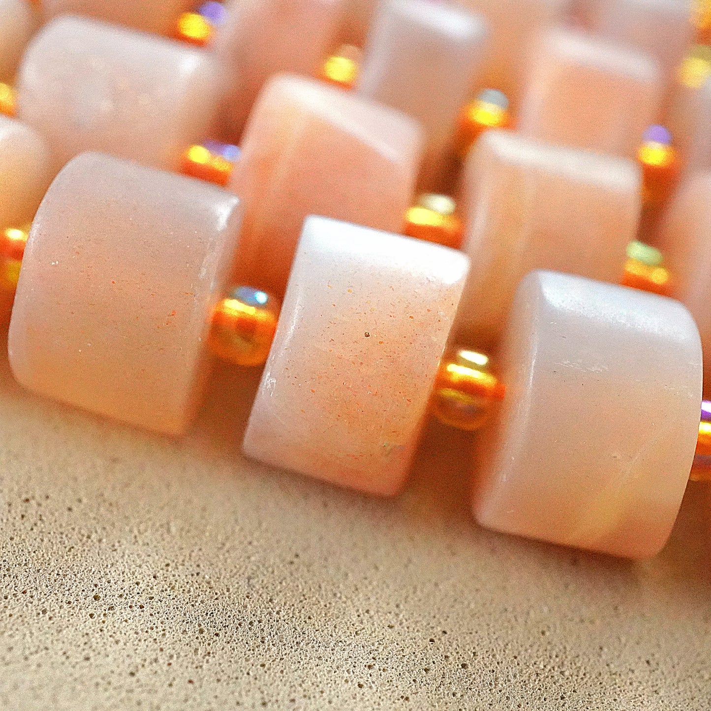 Peach Moonstone (Heishe)(Matte)(10mm)(12mm)(16"Strand)