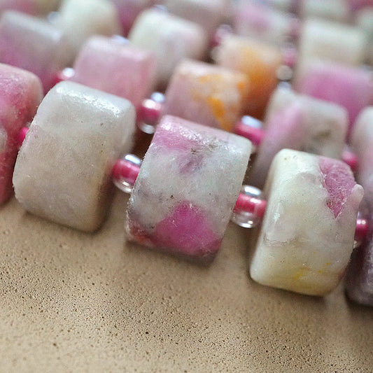 Pink Tourmaline in Quartz (Heishe)(Matte)(9mm)(10mm)(16"Strand)