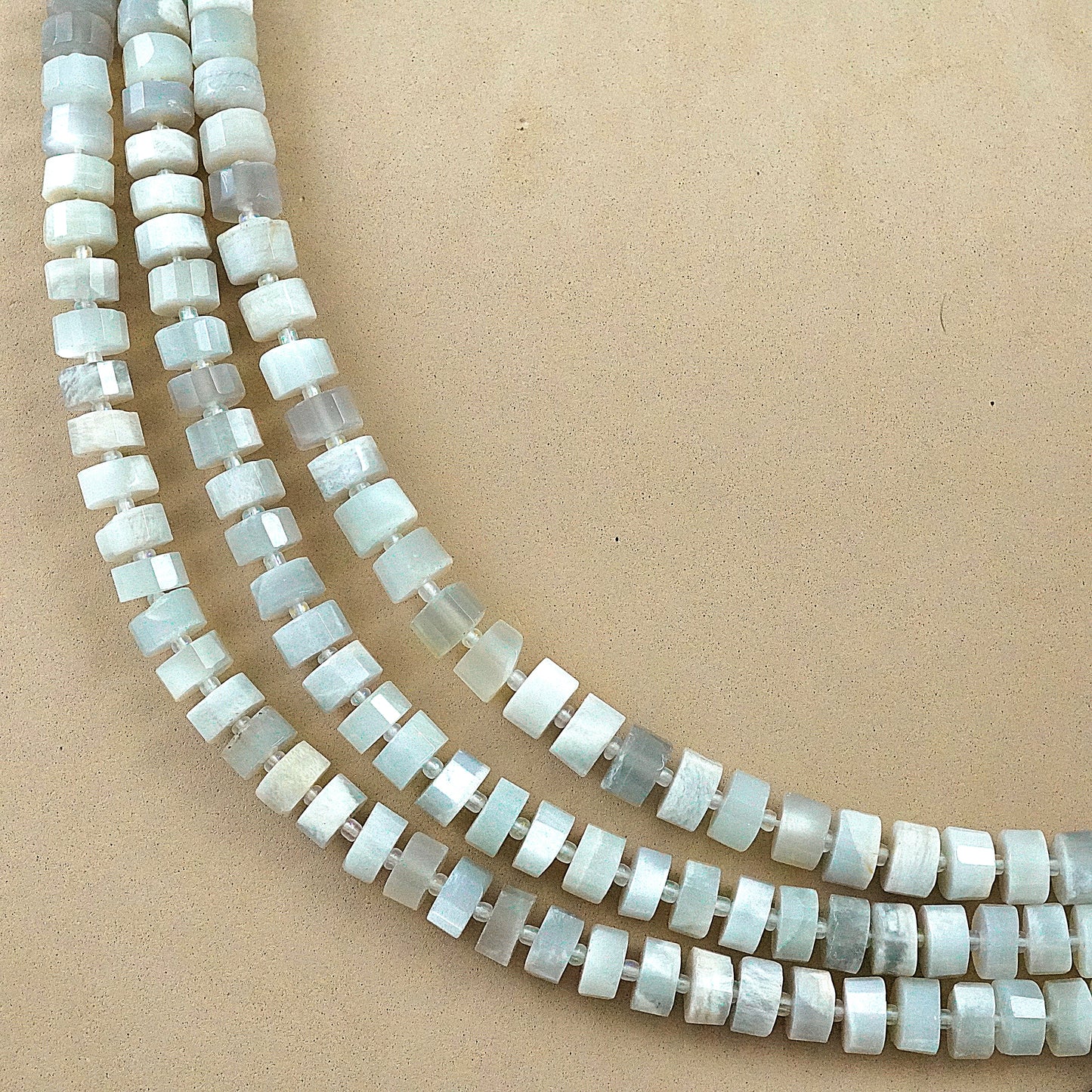 White Moonstone (Heishe)(Faceted)(11mm)(16"Strand)