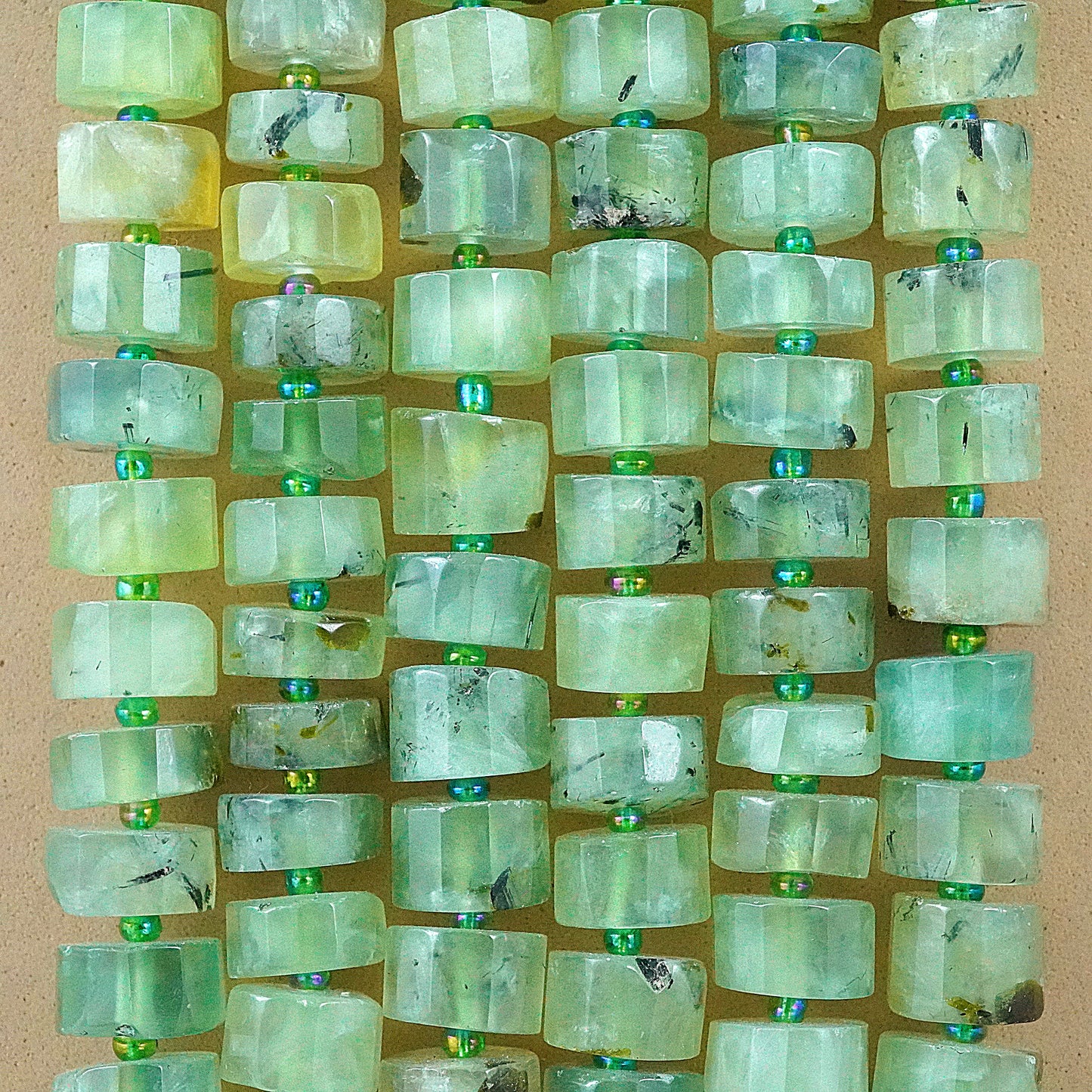 Prehnite (Heishe)(Faceted)(12mm)(16"Strand)