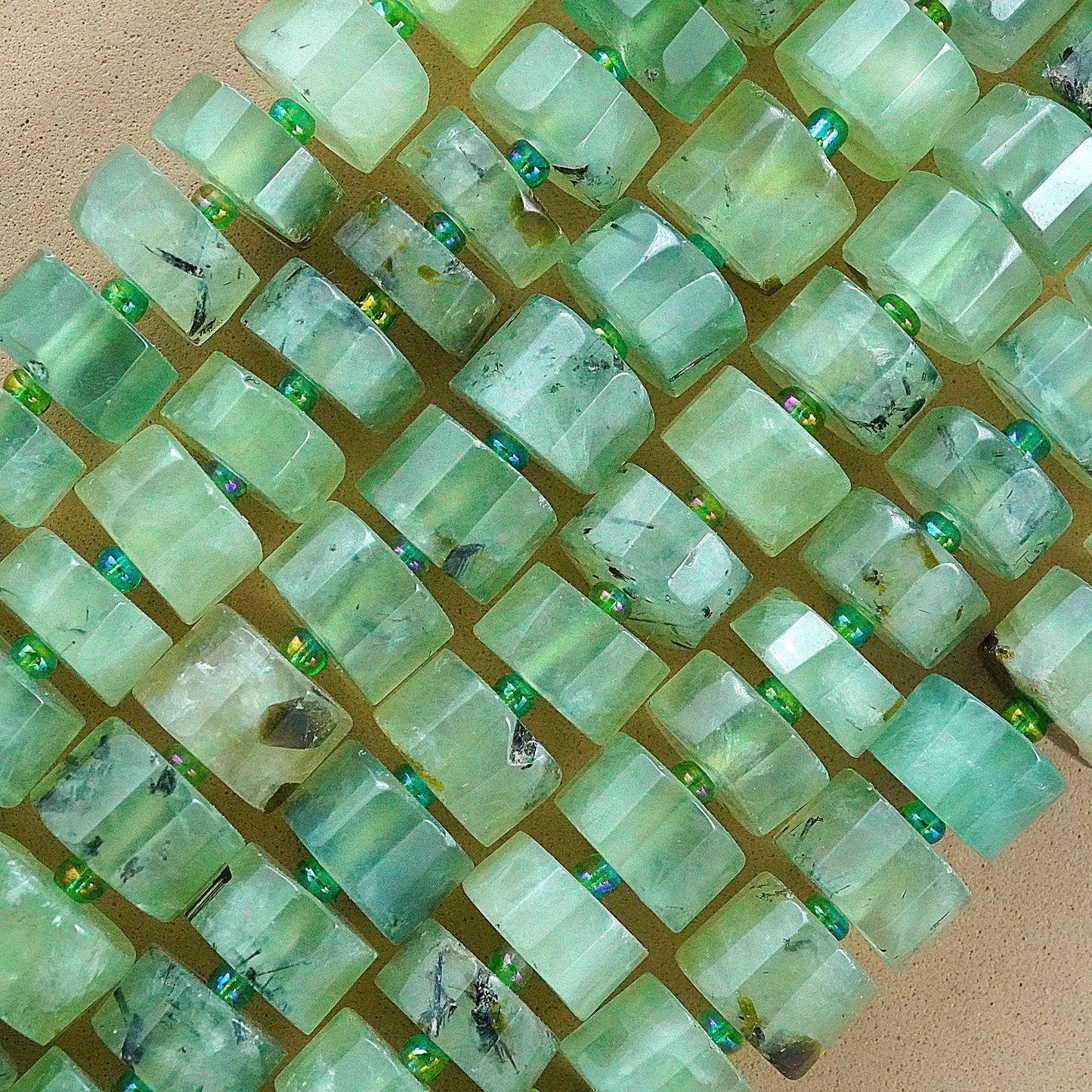 Prehnite (Heishe)(Faceted)(12mm)(16"Strand)