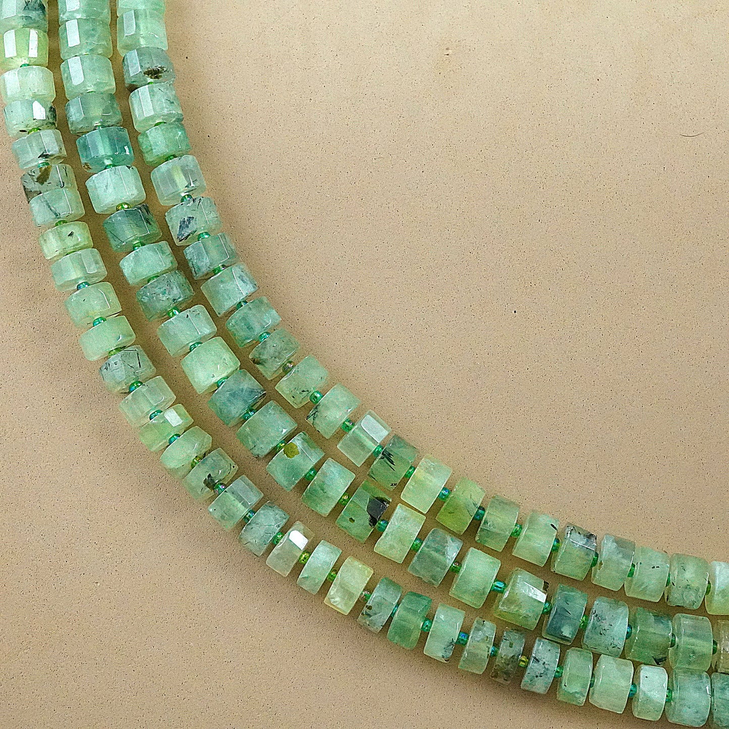 Prehnite (Heishe)(Faceted)(12mm)(16"Strand)