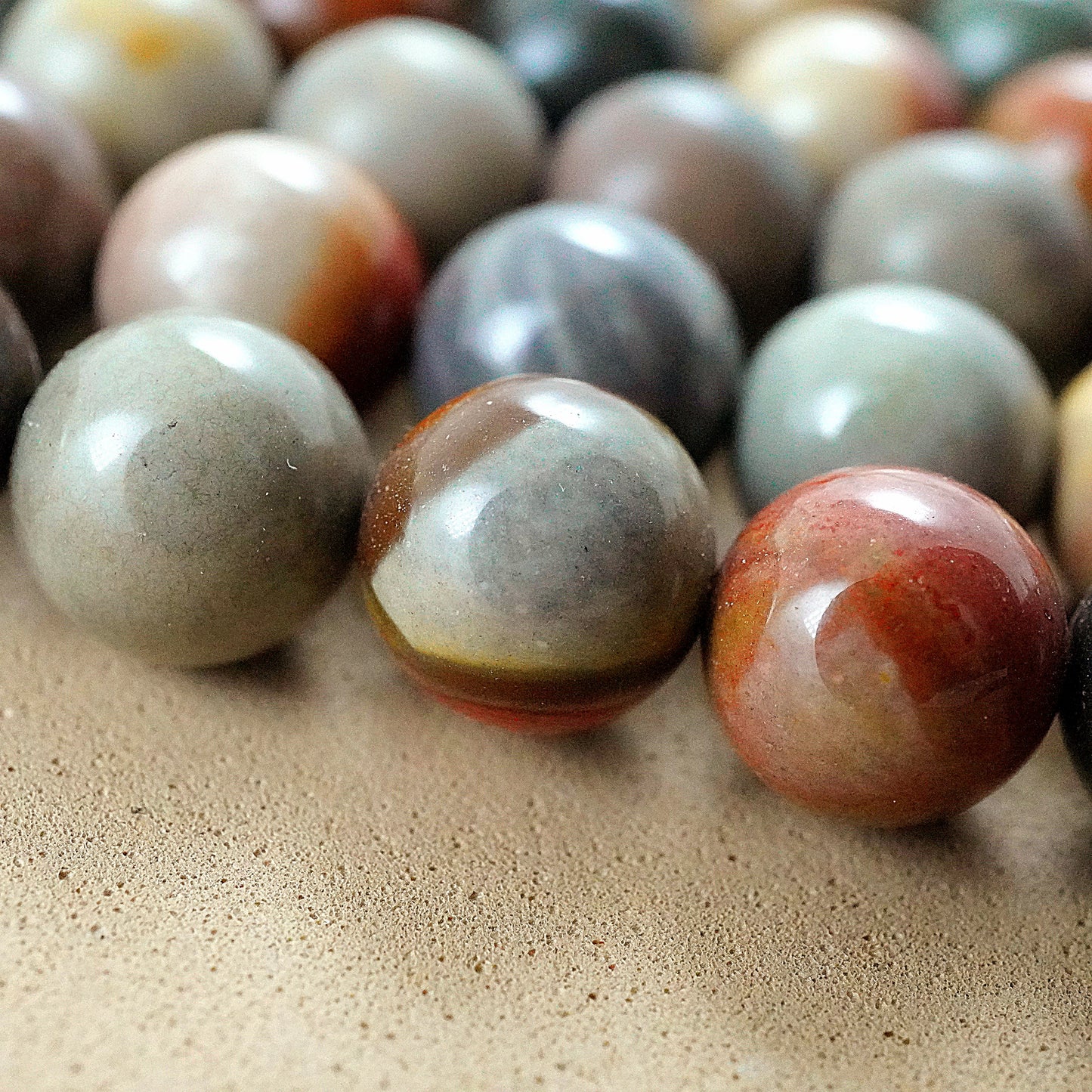 Polychrome Jasper (Round)(Smooth)(4mm)(6mm)(8mm)(10mm)(16"Strand)