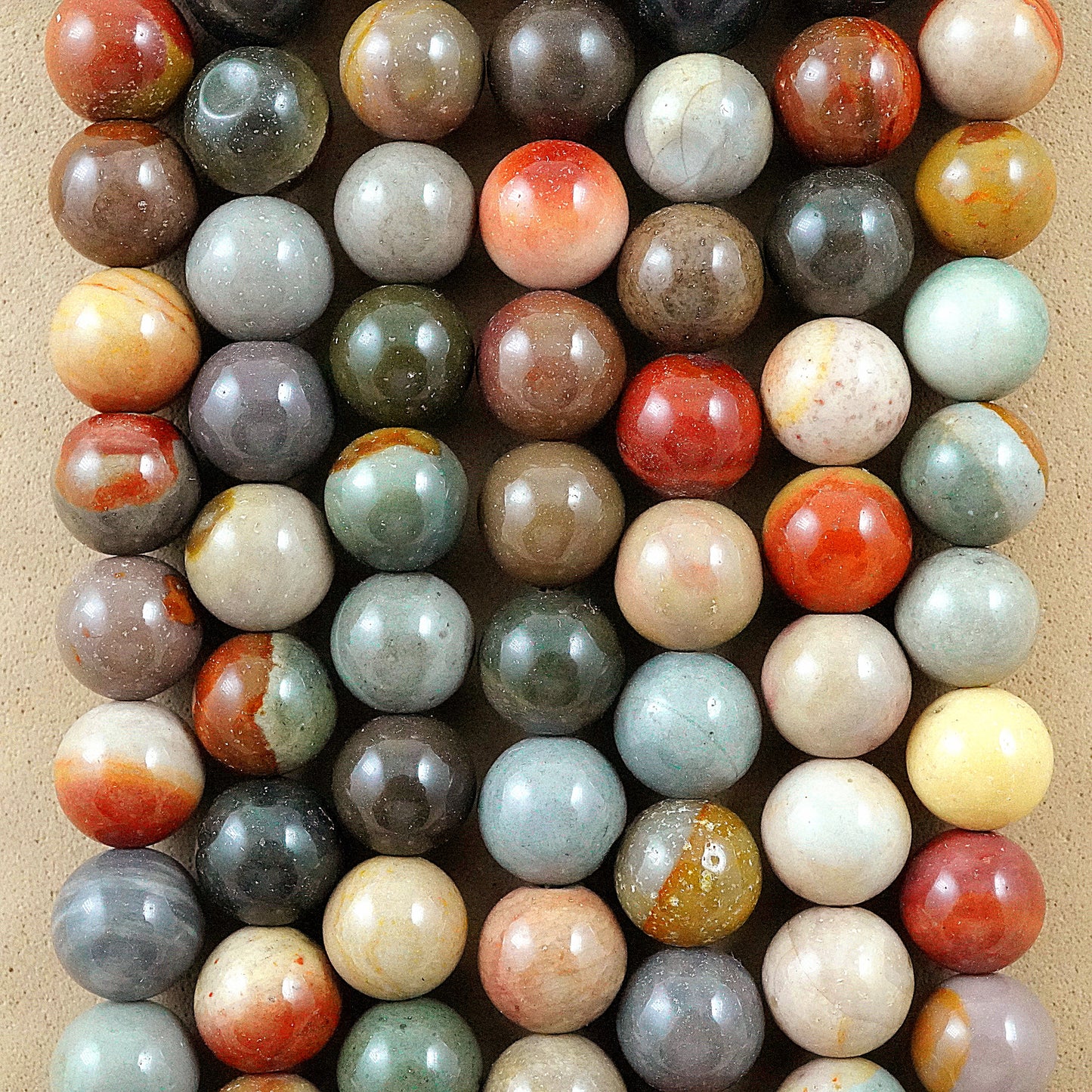 Polychrome Jasper (Round)(Smooth)(4mm)(6mm)(8mm)(10mm)(16"Strand)