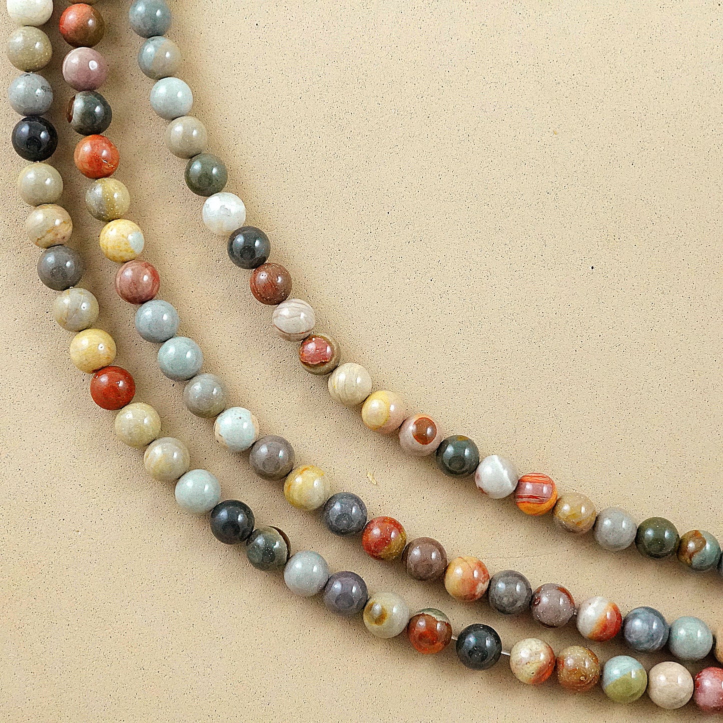 Polychrome Jasper (Round)(Smooth)(4mm)(6mm)(8mm)(10mm)(16"Strand)