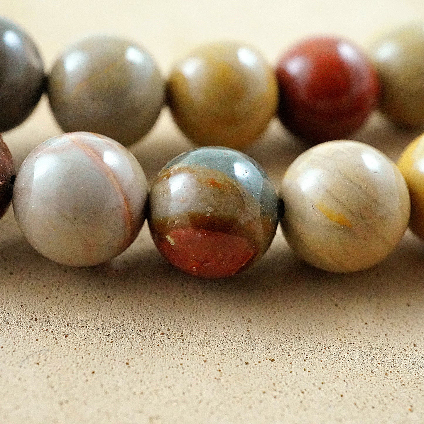 Polychrome Jasper (Round)(Smooth)(4mm)(6mm)(8mm)(10mm)(16"Strand)