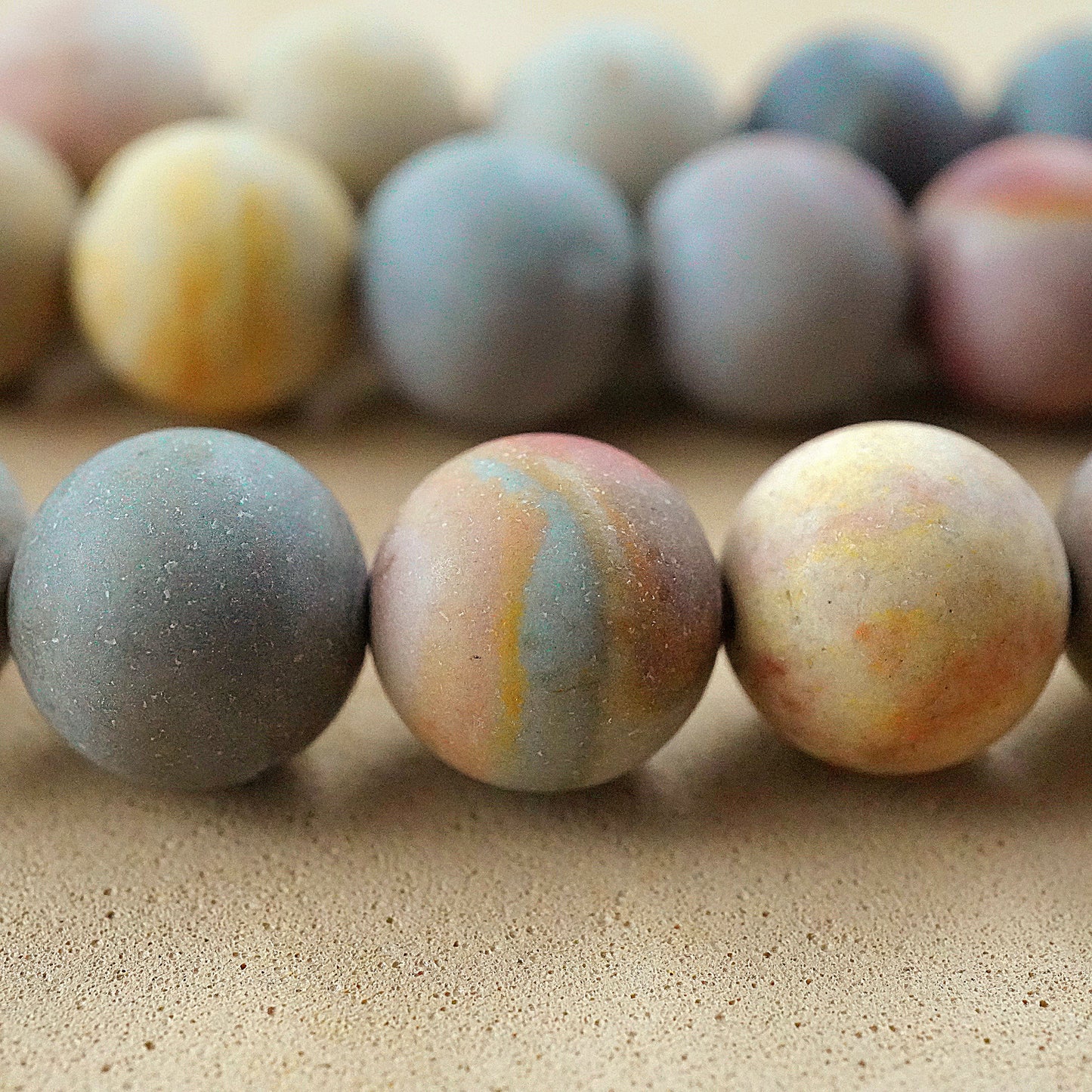 Polychrome Jasper (Round)(Matte)(6mm)(8mm)(16"Strand)