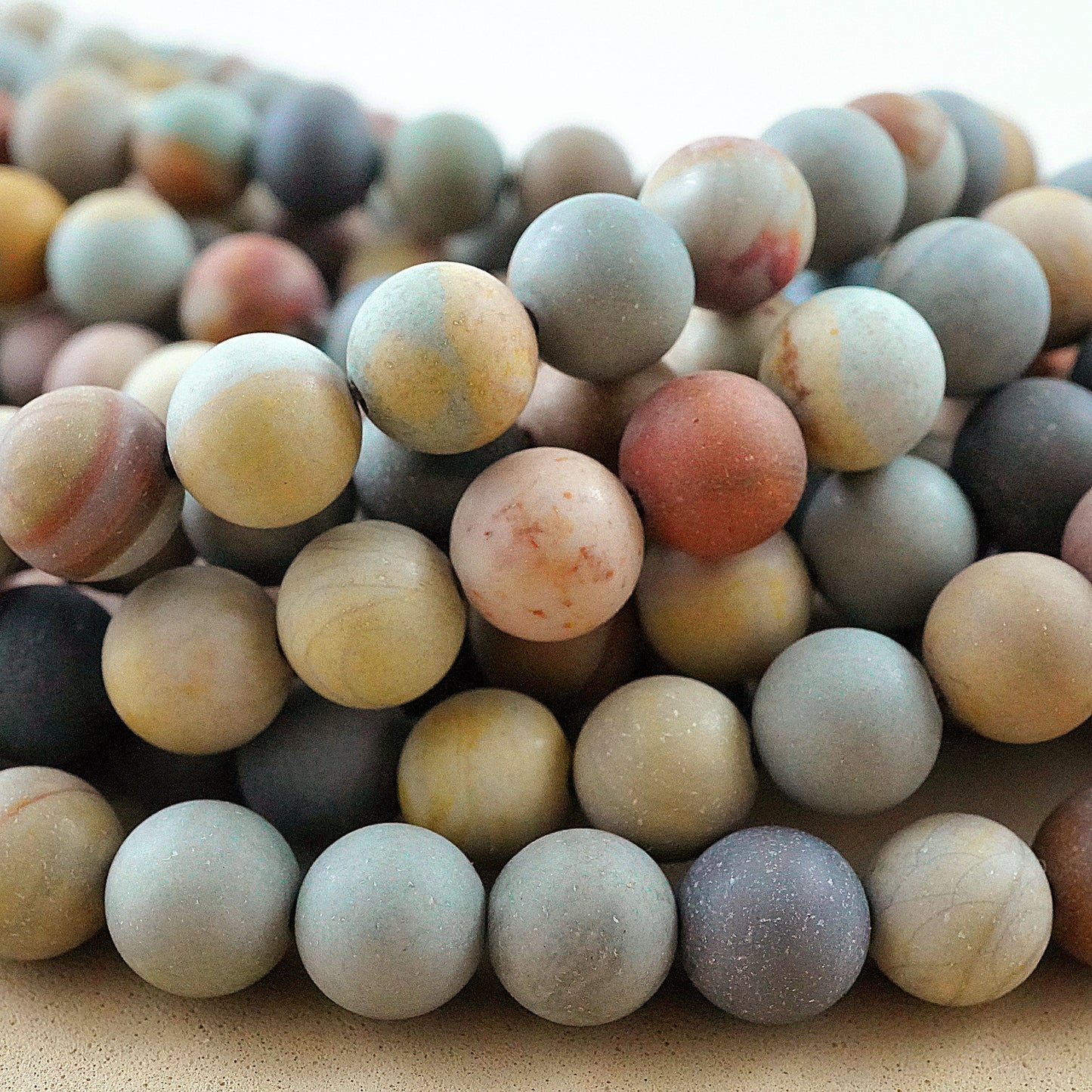 Polychrome Jasper (Round)(Matte)(6mm)(8mm)(16"Strand)