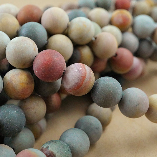 Polychrome Jasper (Round)(Matte)(6mm)(8mm)(16"Strand)