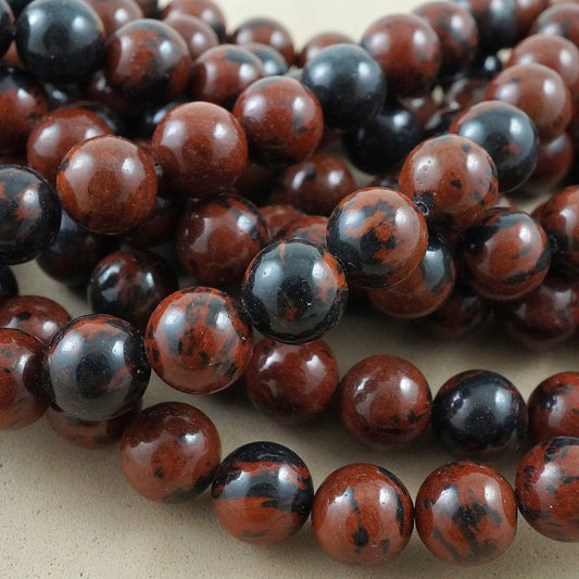 Mahogany Obsidian (Round)(Smooth)(4mm)(6mm)(8mm)(10mm)(12mm)(16"Strand)