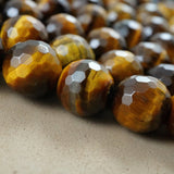 Tiger Eye (Round)(Faceted)(4mm)(6mm)(8mm)(10mm)(12mm)(16"Strand)