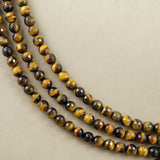 Tiger Eye (Round)(Faceted)(4mm)(6mm)(8mm)(10mm)(12mm)(16"Strand)