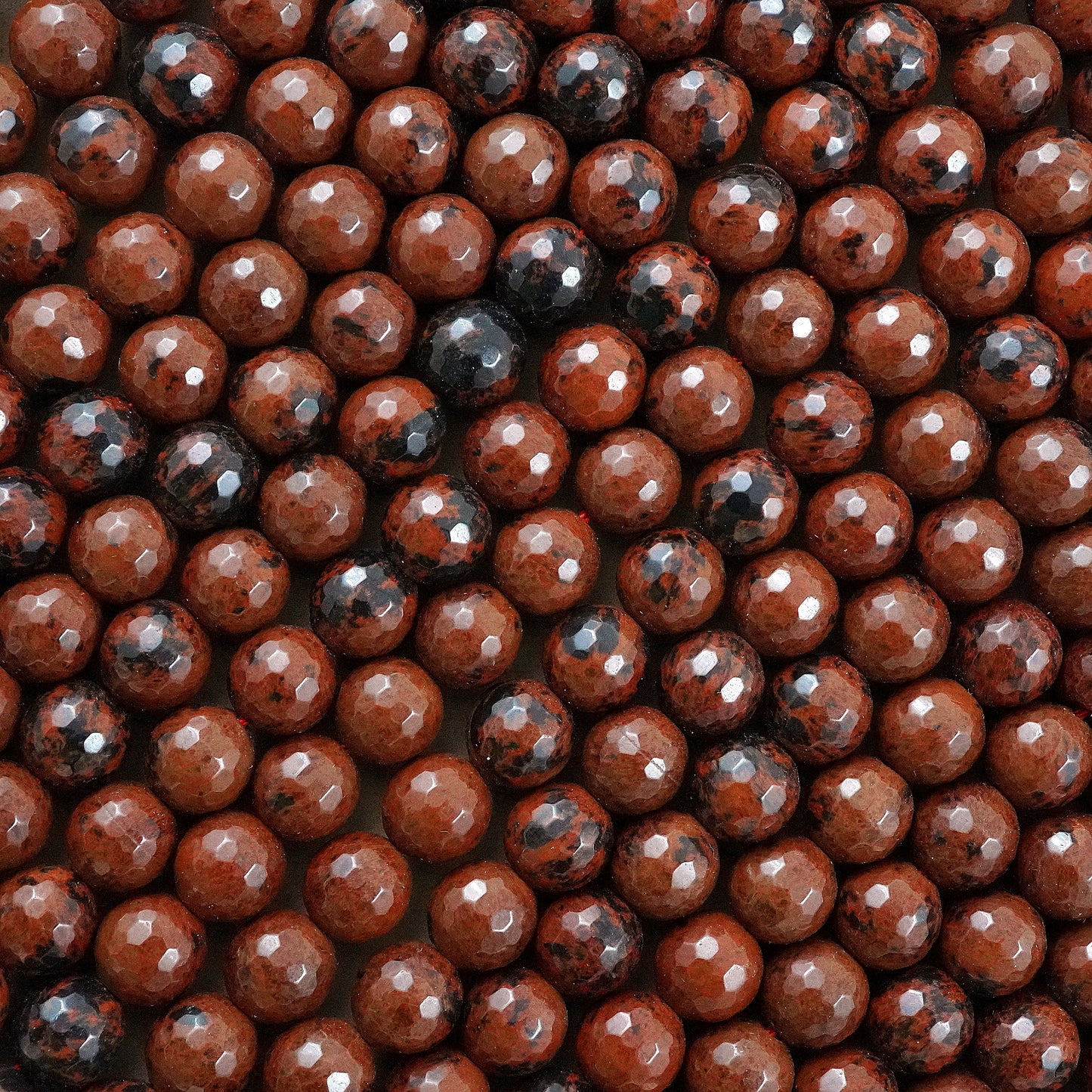 Mahogany Obsidian (Round)(Faceted)(4mm)(6mm)(8mm)(10mm)(12mm)(16"Strand)