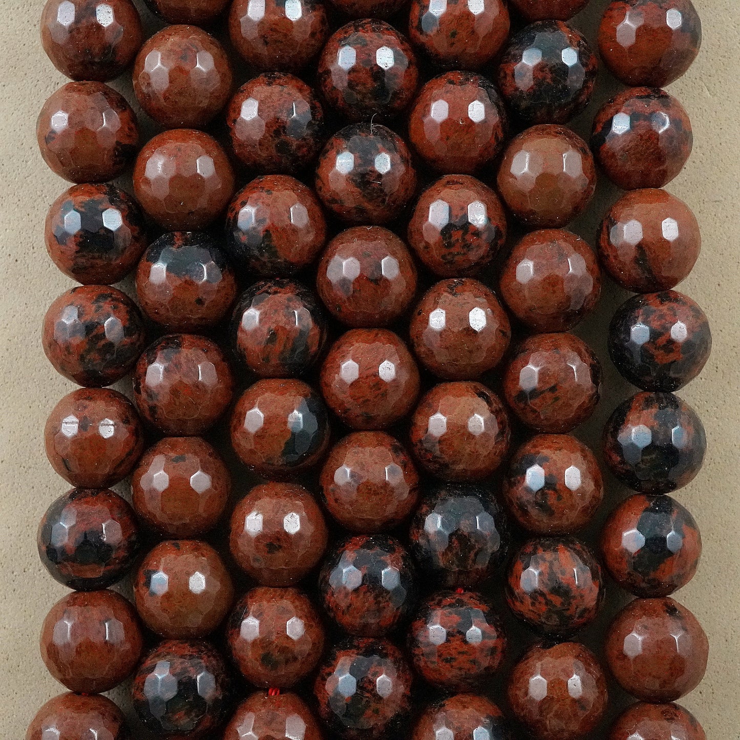 Mahogany Obsidian (Round)(Faceted)(4mm)(6mm)(8mm)(10mm)(12mm)(16"Strand)