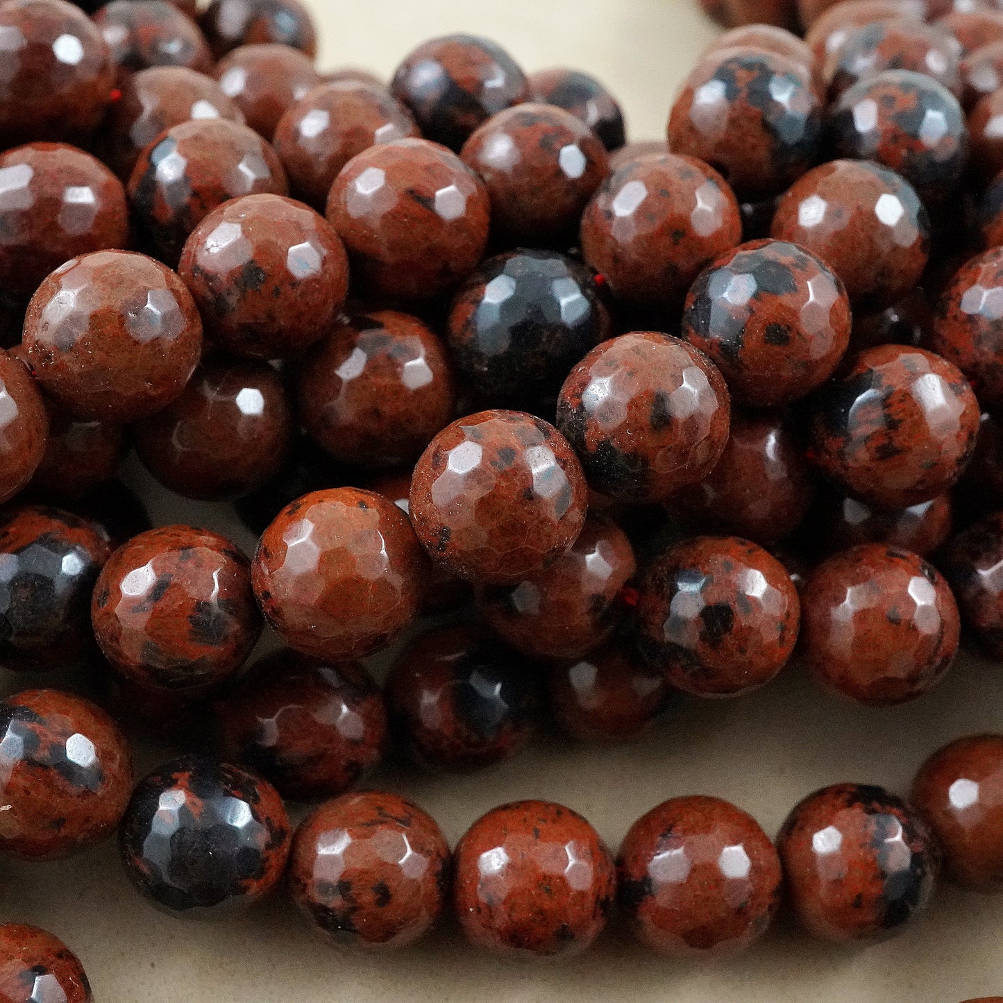 Mahogany Obsidian (Round)(Faceted)(4mm)(6mm)(8mm)(10mm)(12mm)(16"Strand)