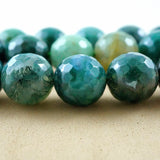 Moss Agate (Round)(Faceted)(4mm)(6mm)(8mm)(10mm)(12mm)(16"Strand)