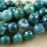 Moss Agate (Round)(Faceted)(4mm)(6mm)(8mm)(10mm)(12mm)(16"Strand)