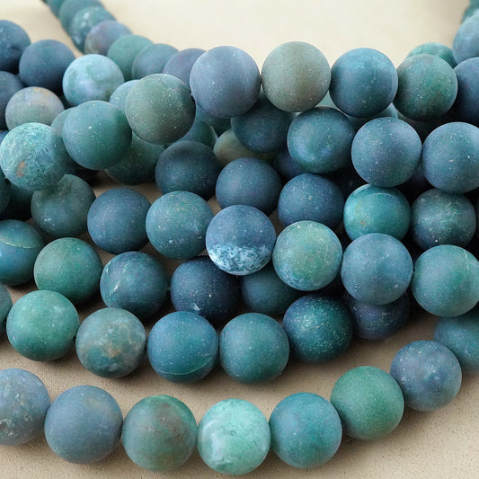 Moss Agate (Round)(Matte)(4mm)(6mm)(8mm)(10mm)(12mm)(16"Strand)