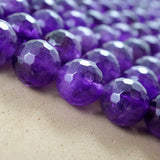 Amethyst (Round)(Faceted)(4mm)(6mm)(8mm)(10mm)(16"Strand)