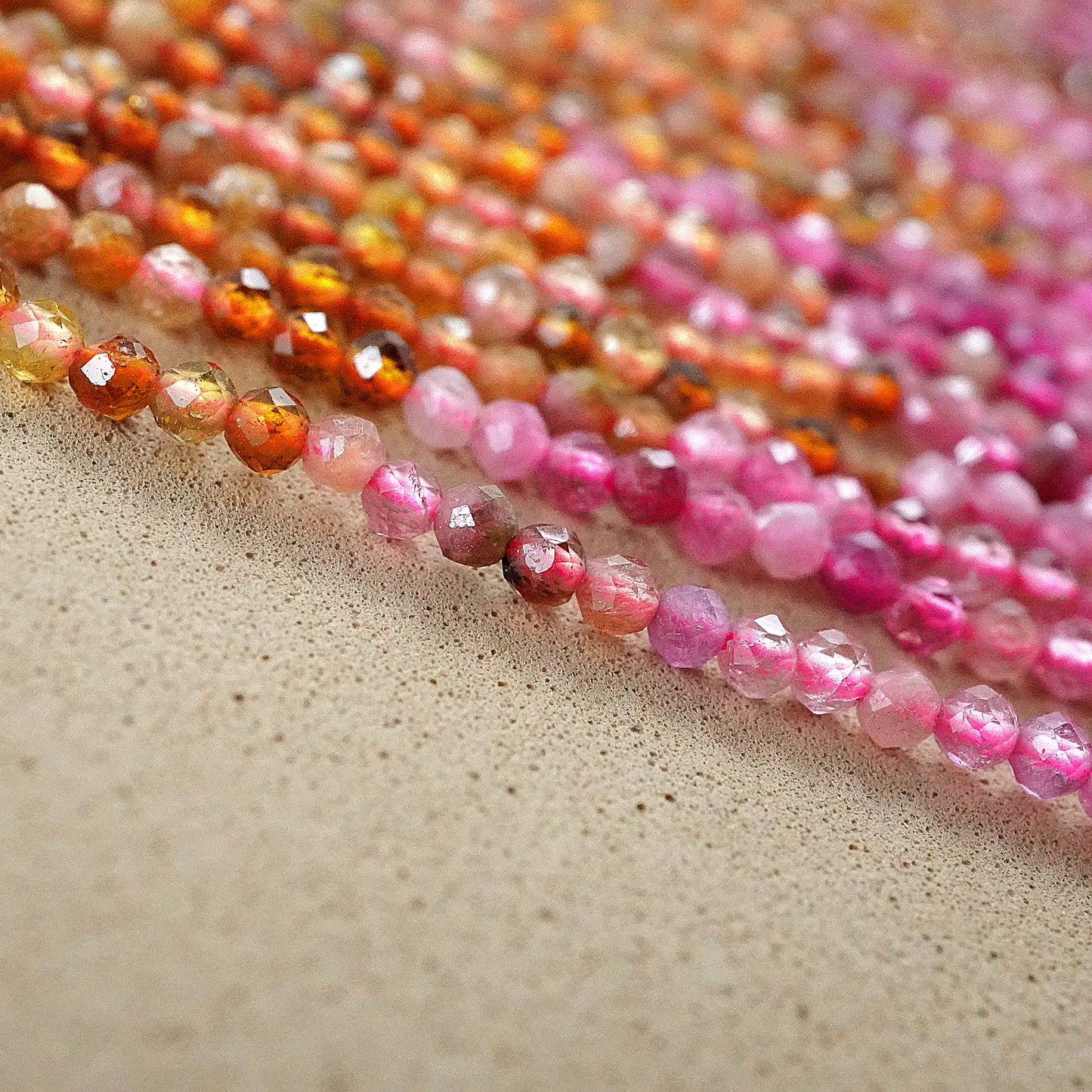 Watermelon Tourmaline (Round)(Micro)(Faceted)(2mm)(15"Strand)