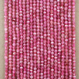 Pink Tourmaline (Round)(Micro)(Faceted)(2mm)(15"Strand)