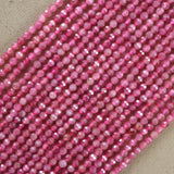 Pink Tourmaline (Round)(Micro)(Faceted)(2mm)(15"Strand)