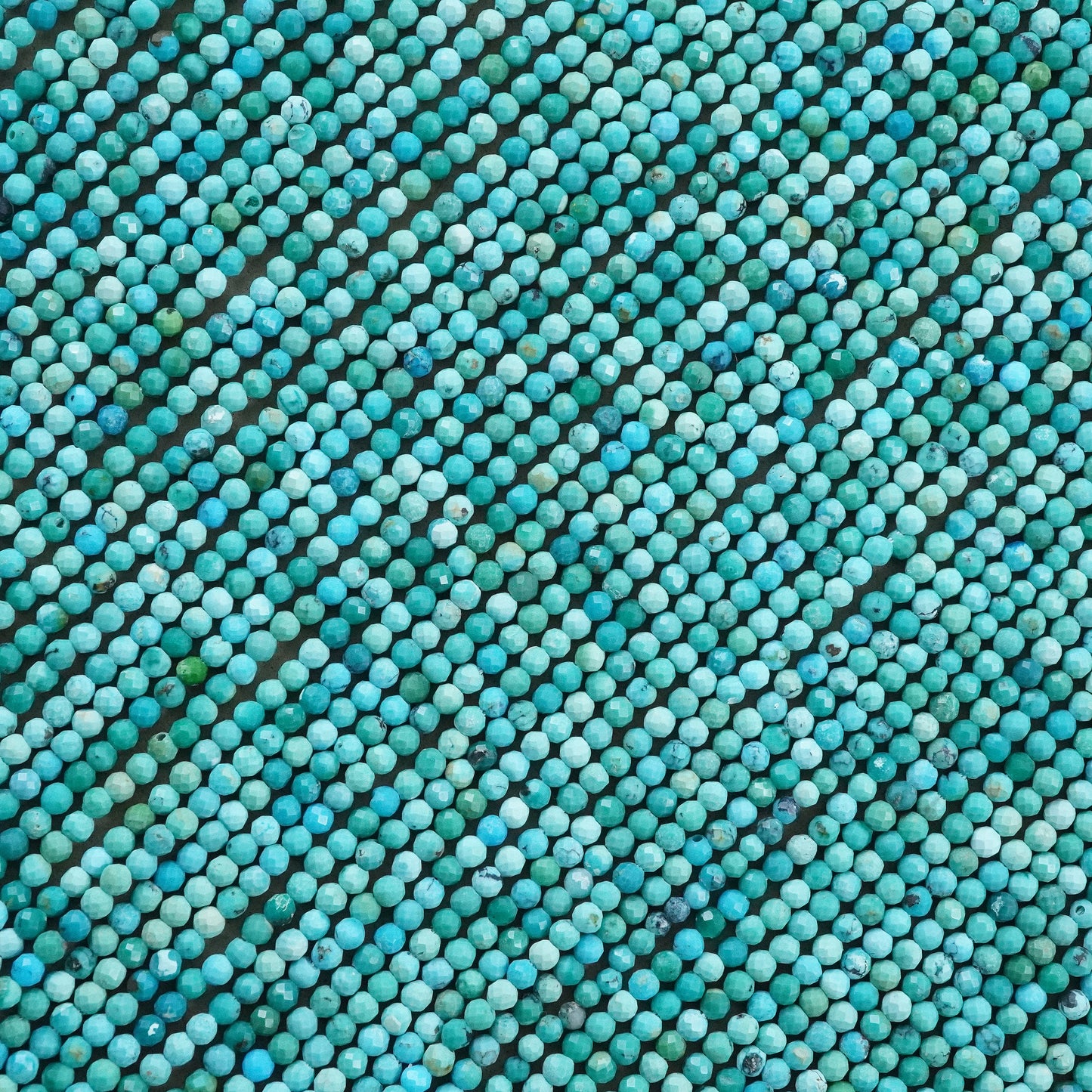 Turquoise (Round)(Micro)(Faceted)(High Grade)(2mm)(2.5mm)(3mm)(15"Strand)