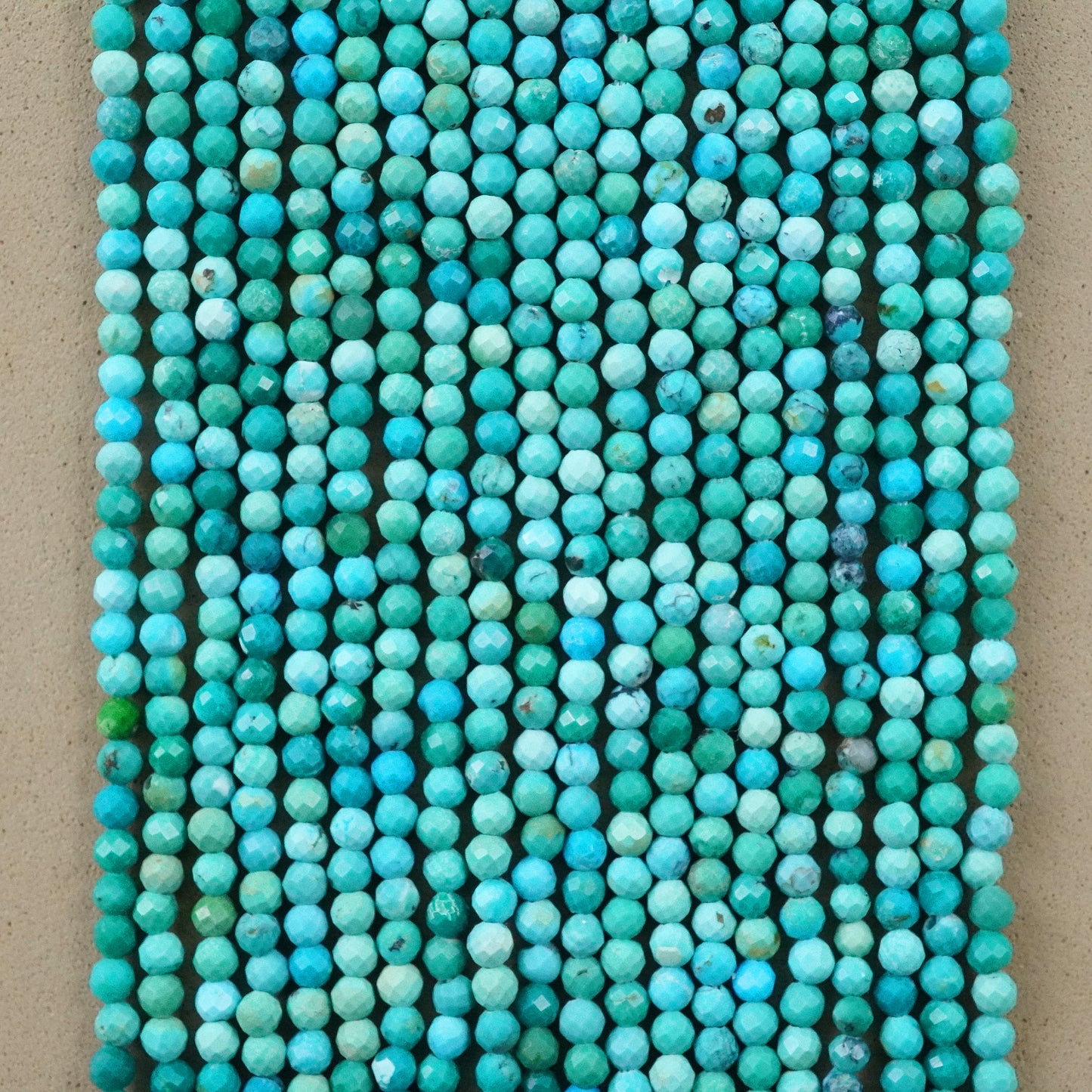 Turquoise (Round)(Micro)(Faceted)(High Grade)(2mm)(2.5mm)(3mm)(15"Strand)