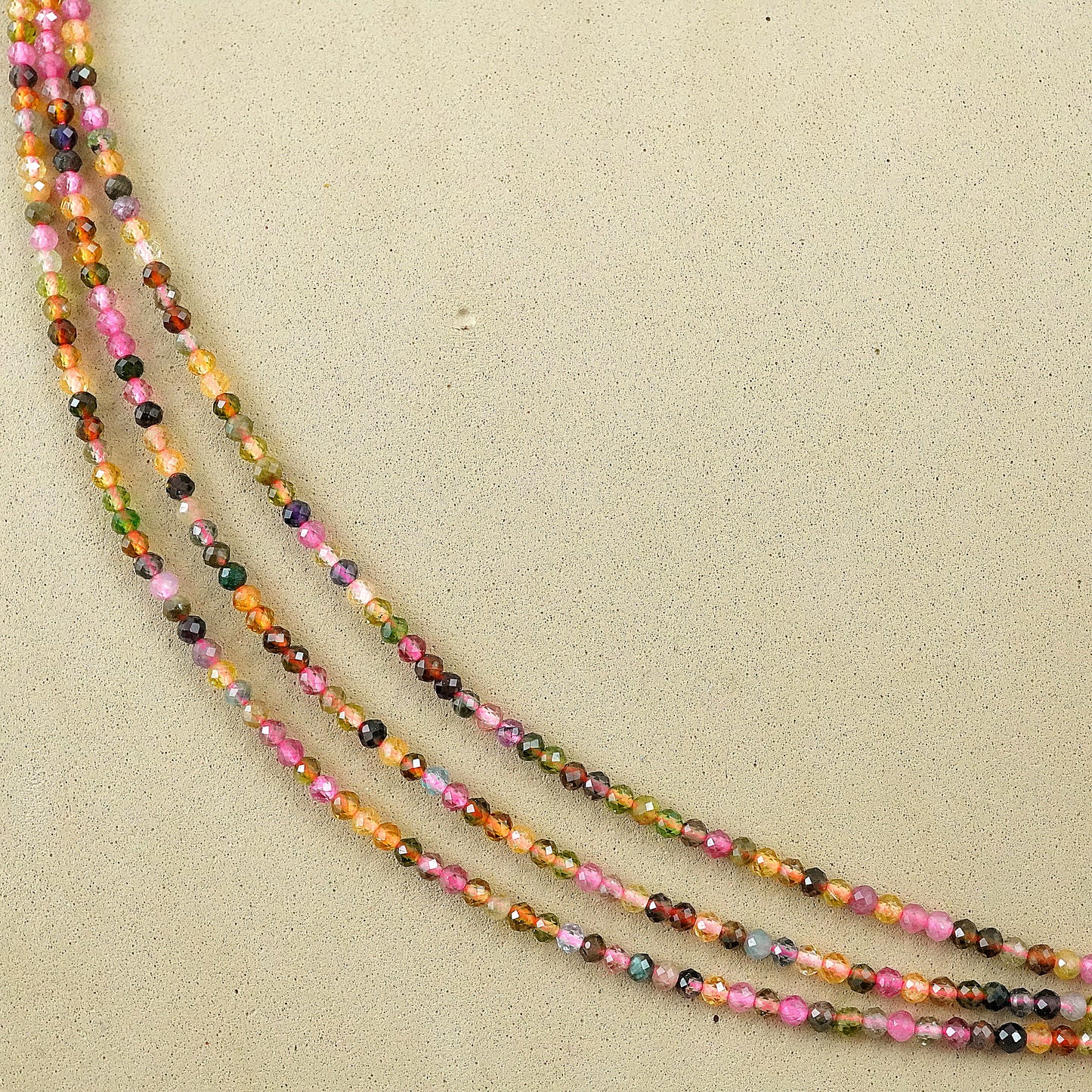 Watermelon Tourmaline (Mix)(Round)(Micro)(Faceted)(2mm)(3mm)(15"Strand)