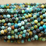 Turquoise (Round)(Micro)(Faceted)(Mix Grade)(2.5mm)(4mm)(15"Strand)