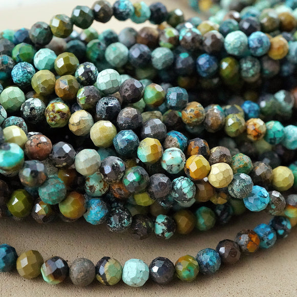 Turquoise (Round)(Micro)(Faceted)(Mix Grade)(2.5mm)(4mm)(15