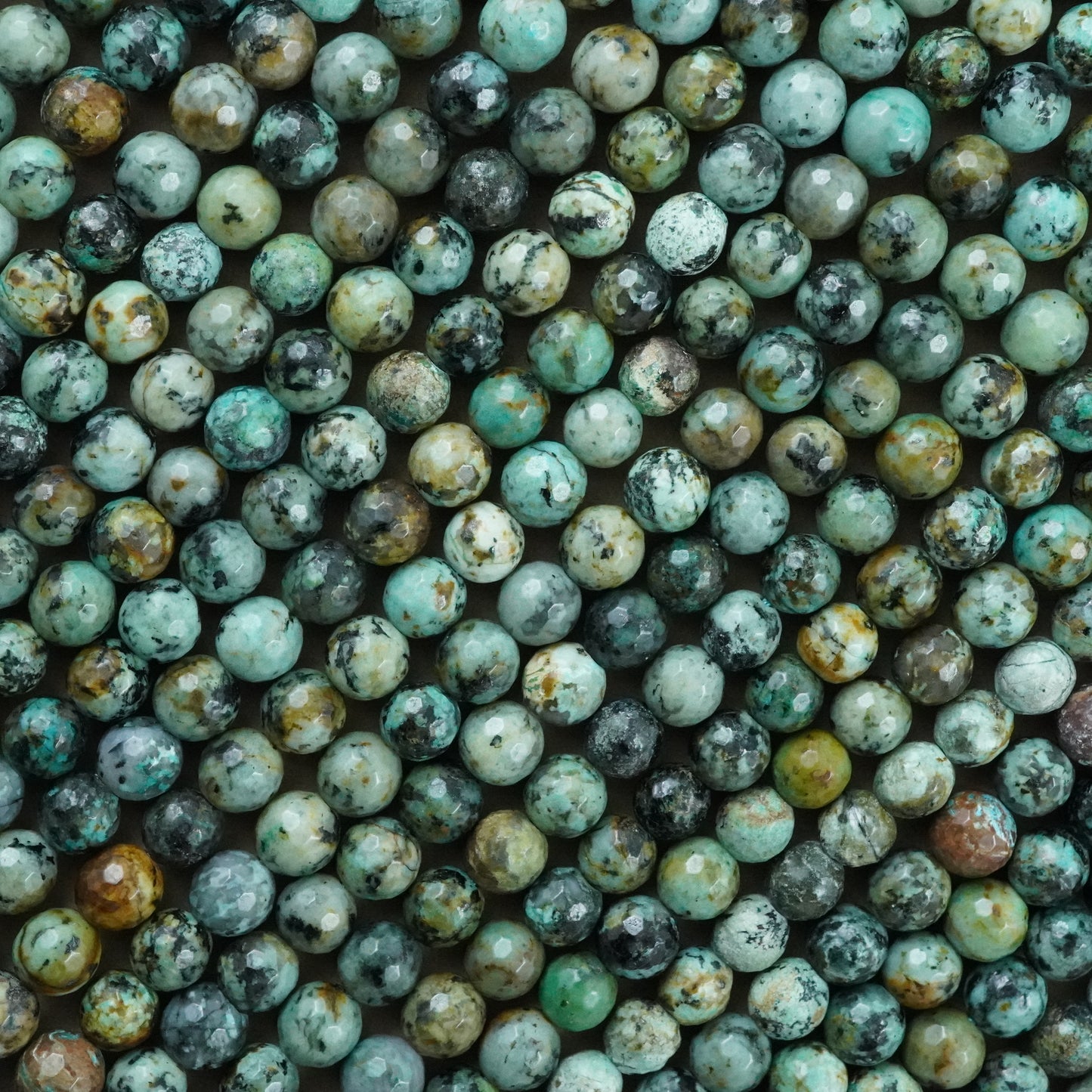 African Turquoise (Round)(Faceted)(4mm)(6mm)(8mm)(10mm)(12mm)(16"Strand)