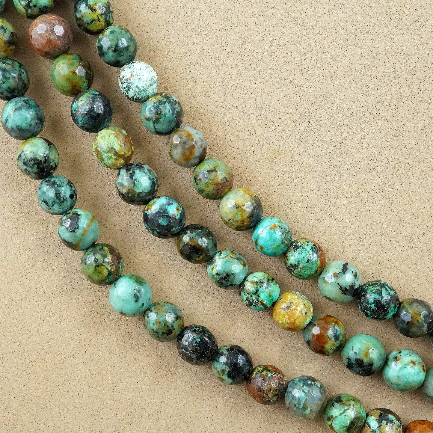 African Turquoise (Round)(Faceted)(4mm)(6mm)(8mm)(10mm)(12mm)(16"Strand)