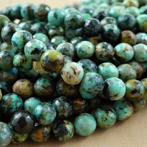 African Turquoise (Round)(Faceted)(4mm)(6mm)(8mm)(10mm)(12mm)(16"Strand)