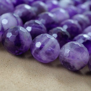Chevron Amethyst (Round)(Faceted)(4mm)(6mm)(8mm)(16"Strand)