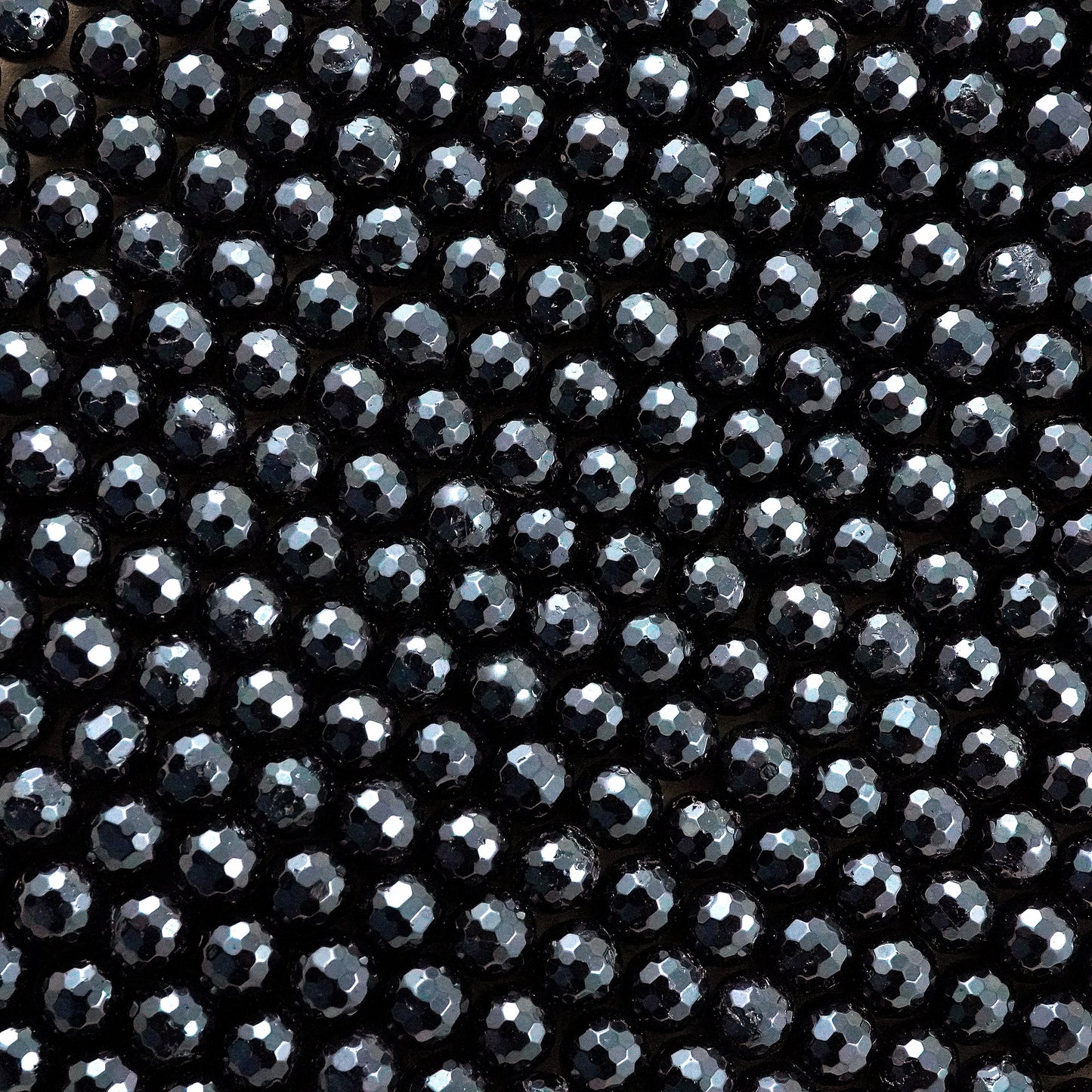 Black Tourmaline (Round)(Faceted)(6mm)(8mm)(10mm)(16"Strand)