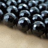 Black Tourmaline (Round)(Faceted)(6mm)(8mm)(10mm)(16"Strand)