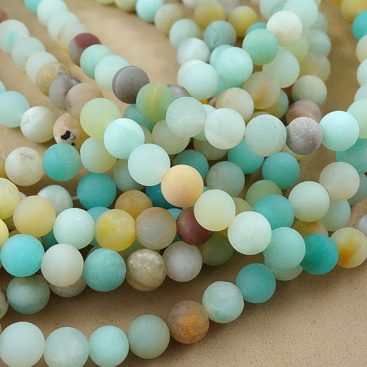 Black Gold Amazonite (Round)(Matte)(4mm)(6mm)(8mm)(10mm)(12mm)(16"Strand)